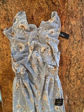 Lulus Dreamy Daytime Blue Floral Jumpsuit - Size XS - NWT